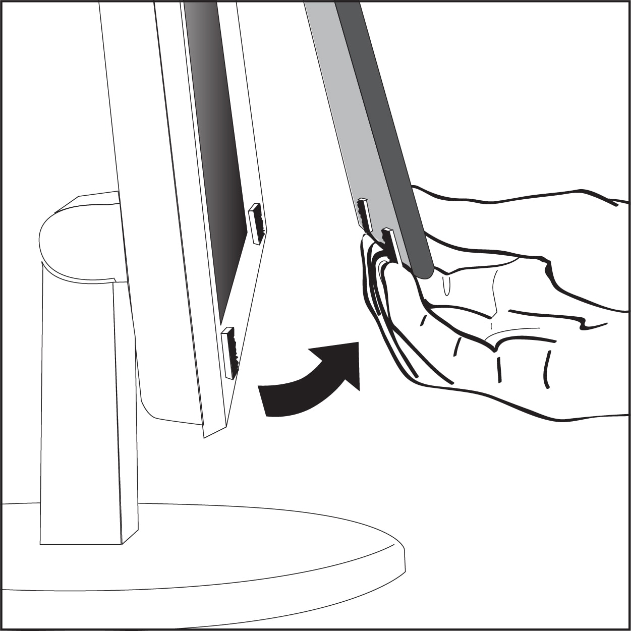 Illustration showing how to remove framed privacy filter from monitor screen