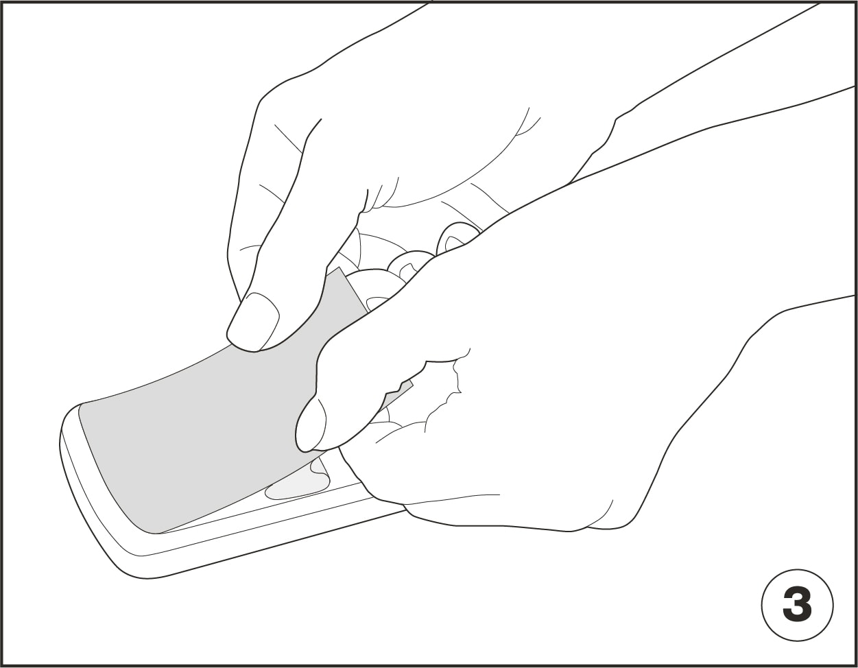 Illustration showing how to slowly apply screen protector to smartphone