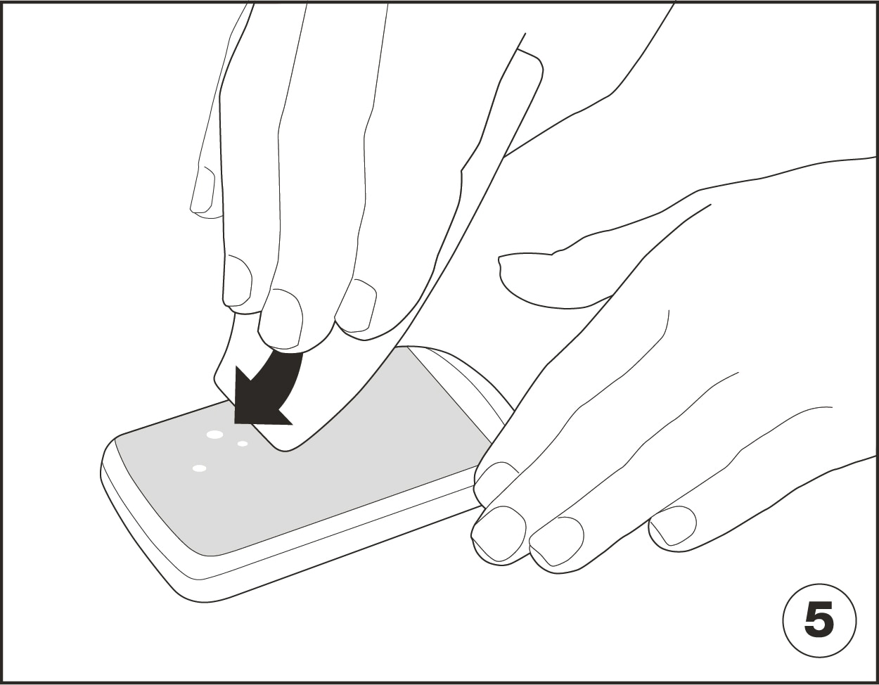 Illustration of applicator pushing air bubbles out to edge of screen protector