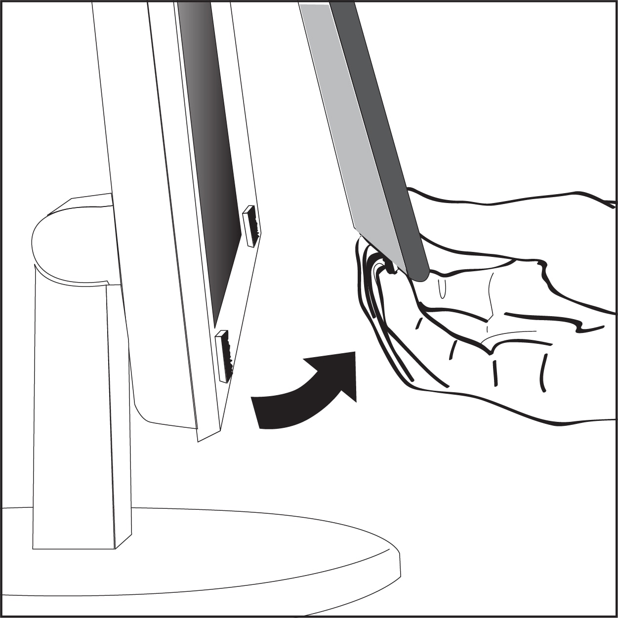 Illustration showing how to remove framed privacy filter from monitor screen