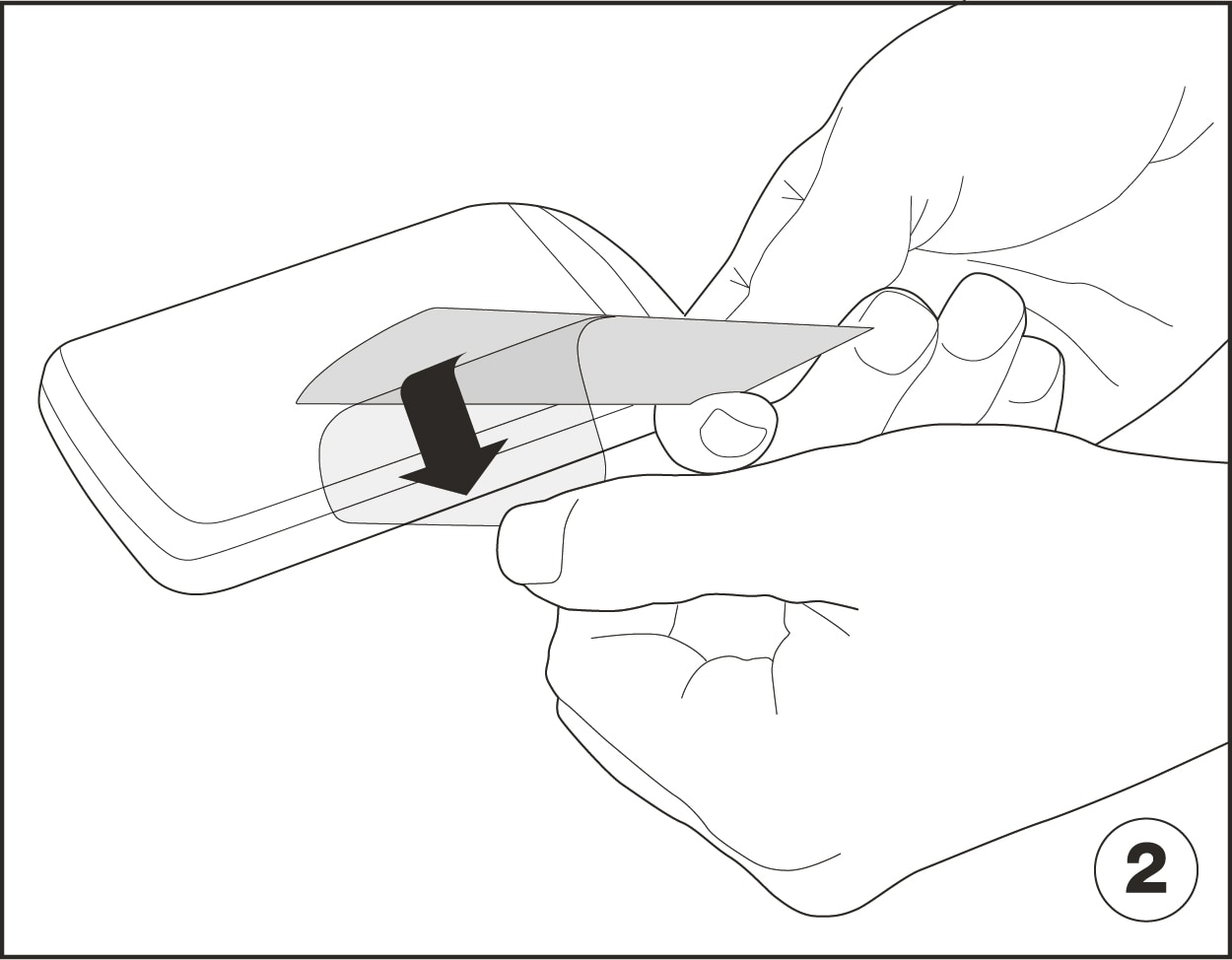 Illustration of peeling back screen protector at edge